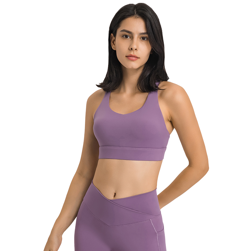 Áo Ngực Thể Thao Dây Chéo Lưng Hỗ Trợ Tập Yoga Màu Tím Bạc Hà Xanh Lá Trắng