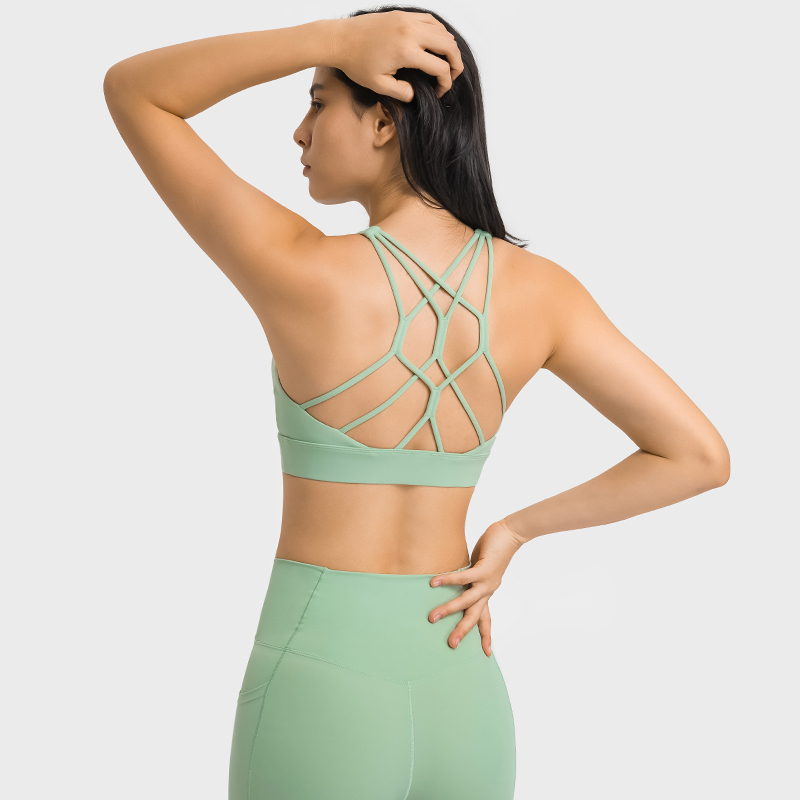 Áo Ngực Thể Thao Dây Chéo Lưng Hỗ Trợ Tập Yoga Màu Tím Bạc Hà Xanh Lá Trắng