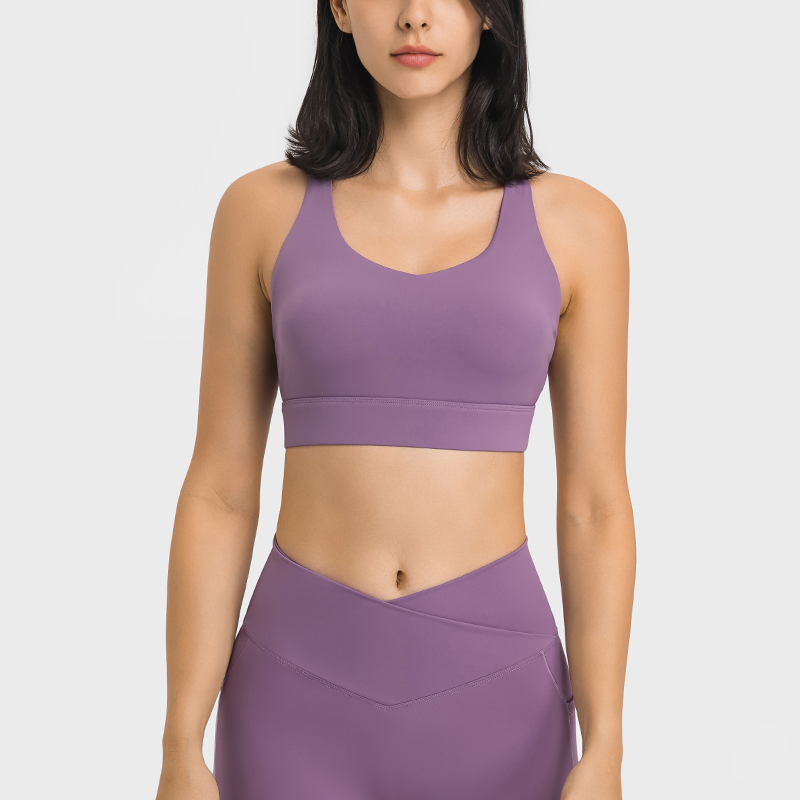 Áo Ngực Thể Thao Dây Chéo Lưng Hỗ Trợ Tập Yoga Màu Tím Bạc Hà Xanh Lá Trắng