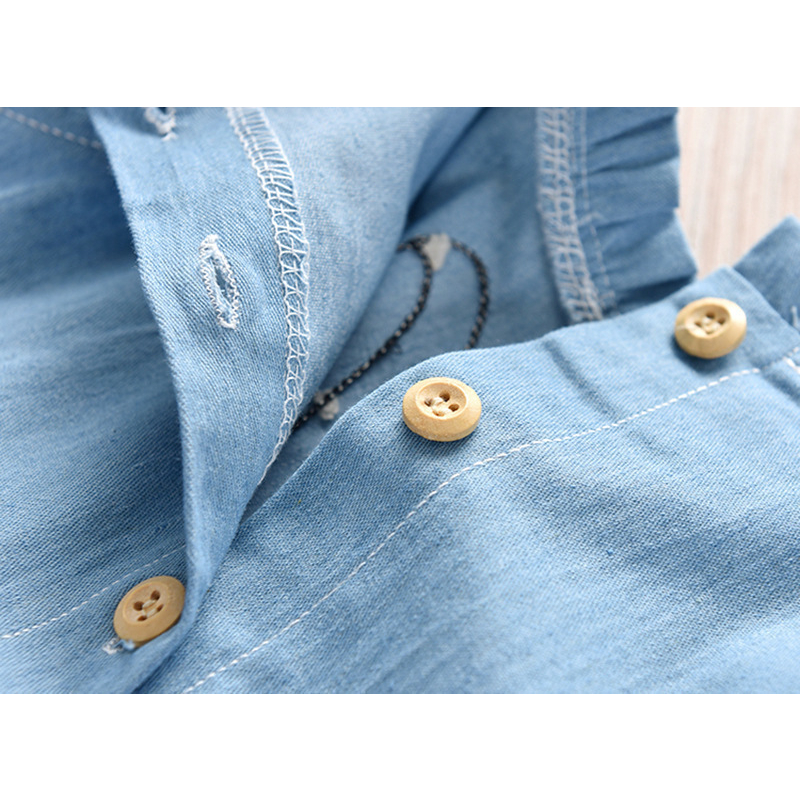 Đầm Denim Xanh Dương Thêu Họa Tiết Dễ Thương Thời Trang Cho Bé Gái 1-6 Tuổi