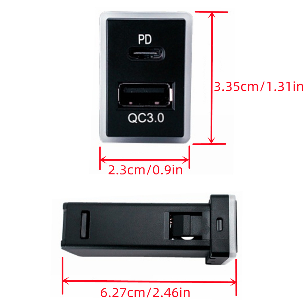 Tẩu Sạc Nhanh QC 3.0 USB PD Type-C 12V Có Đèn LED Báo Hiệu Dành Cho Ô Tô Toyota