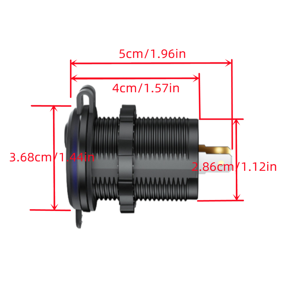 Ổ Cắm Sạc Nhanh 108W Chống Thấm Nước PD Type-C + QC3.0 Có Đèn LED Cho Xe Hơi / Xe Máy / Tàu Thuyền / Xe Tải / RV