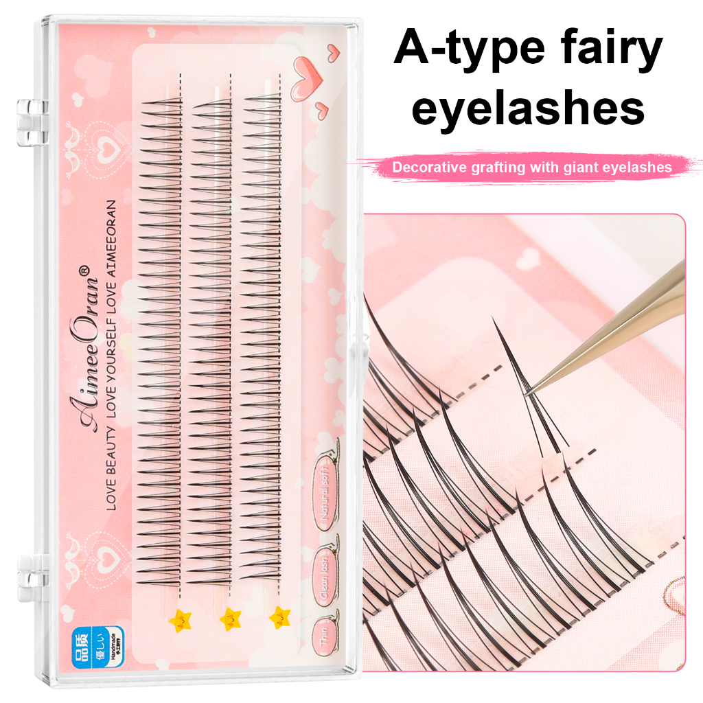 Aimeeoran set Lông Mi Giả Thần Tiên Dáng Chữ A Tự Nhiên Chia Một Hàng Rào