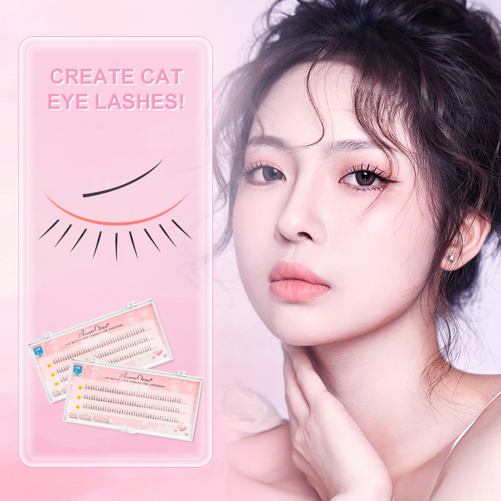 AimeeOran Hộp Lông Mi Giả 5 / 6 / 7Mm Hỗn Hợp Trang Điểm Tự Nhiên Hình Chữ V In Hoạt Hình