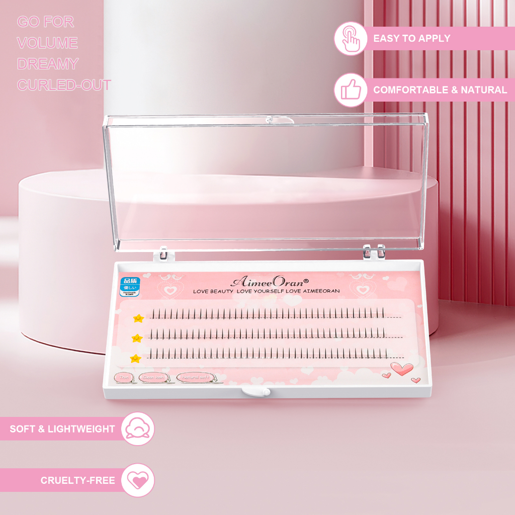 AimeeOran Hộp Lông Mi Giả 5 / 6 / 7Mm Hỗn Hợp Trang Điểm Tự Nhiên Hình Chữ V In Hoạt Hình