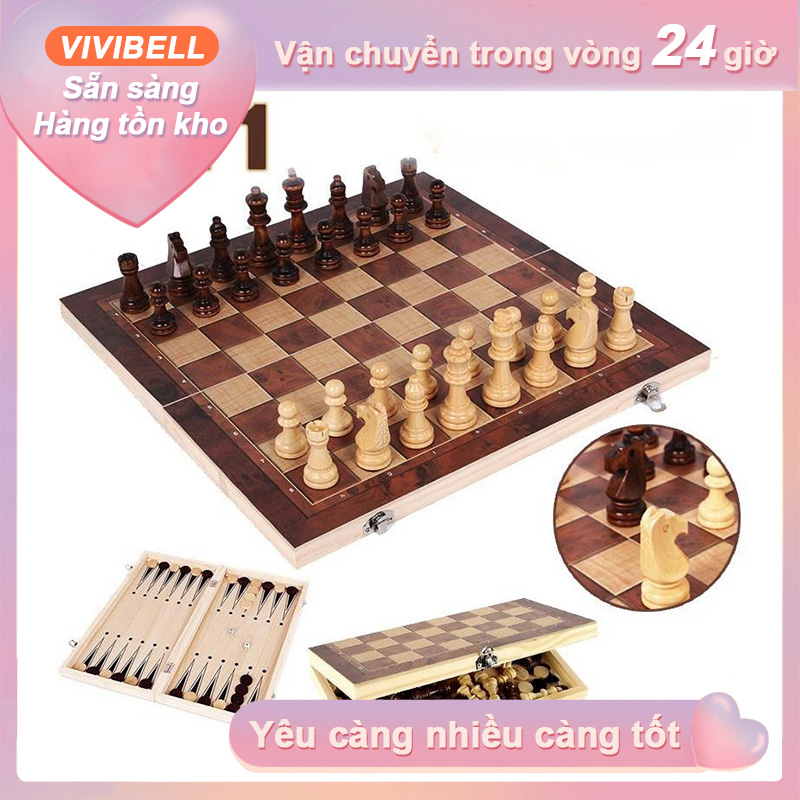 【Giao hàng trong vòng 24 giờ】Bộ cờ vua bằng gỗ tiêu chuẩn quốc tế đủ 6 Kích thước