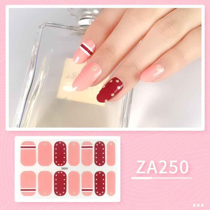 Bộ 14 Miếng Dán Móng Tay ZA4 Trong Suốt Họa Tiết Da Báo Màu Gradient Chống Nước Không Độc Hại