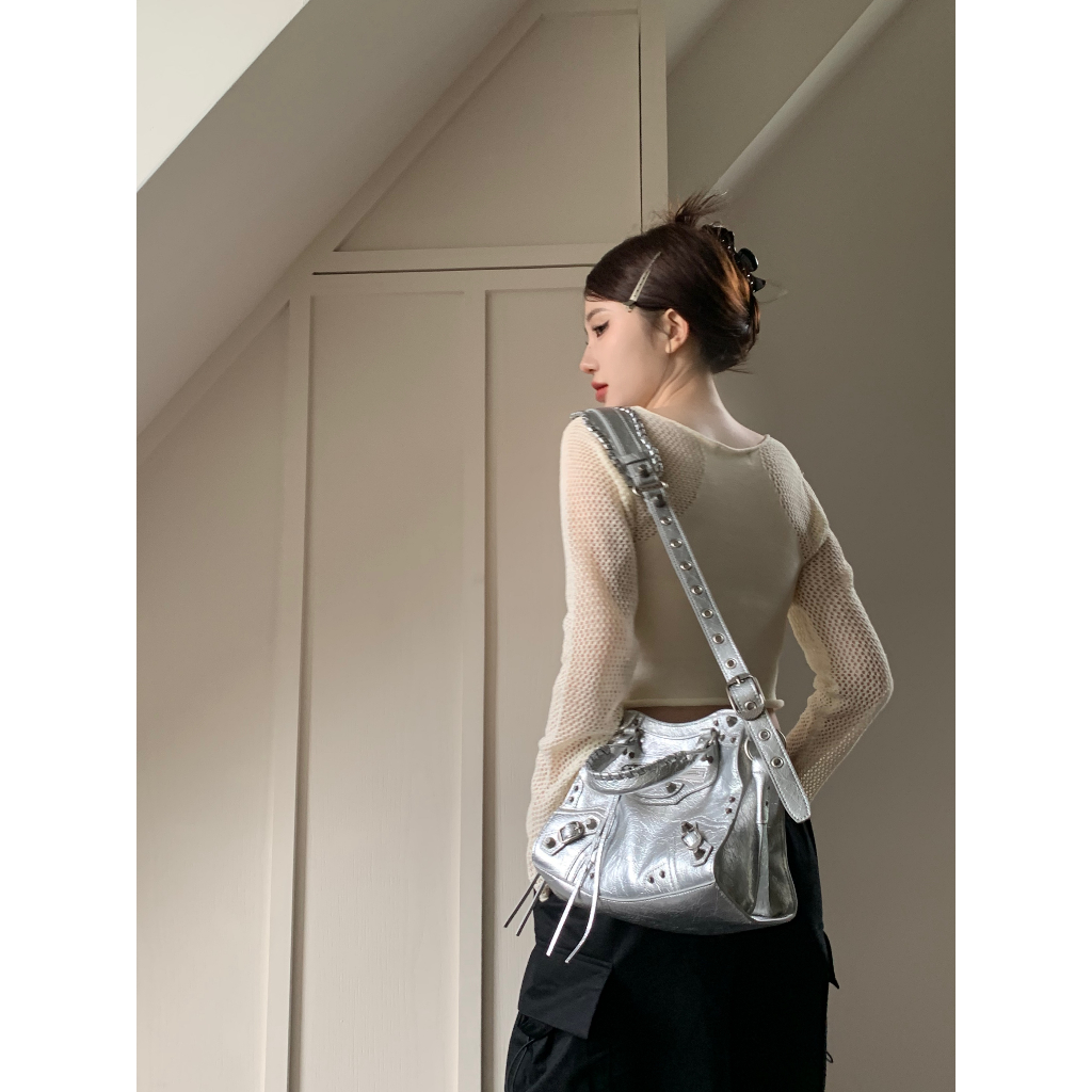 QADCOL Áo sweater Dệt Kim Tay Dài Khoét Lỗ Dáng Ôm In Hình Hoa tulip Thời Trang Mùa Hè Cho Nữ