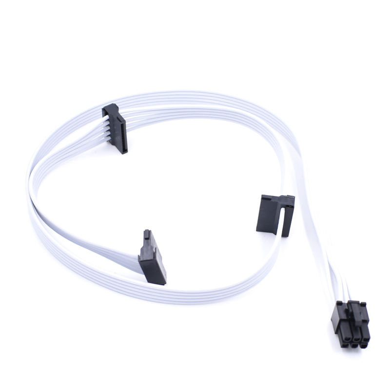 Cáp cấp nguồn PSU PERIPHIRAL & SATA 6PIN đến 3 * sata màu trắng cho Corsair Module CX650F RGB / RM55