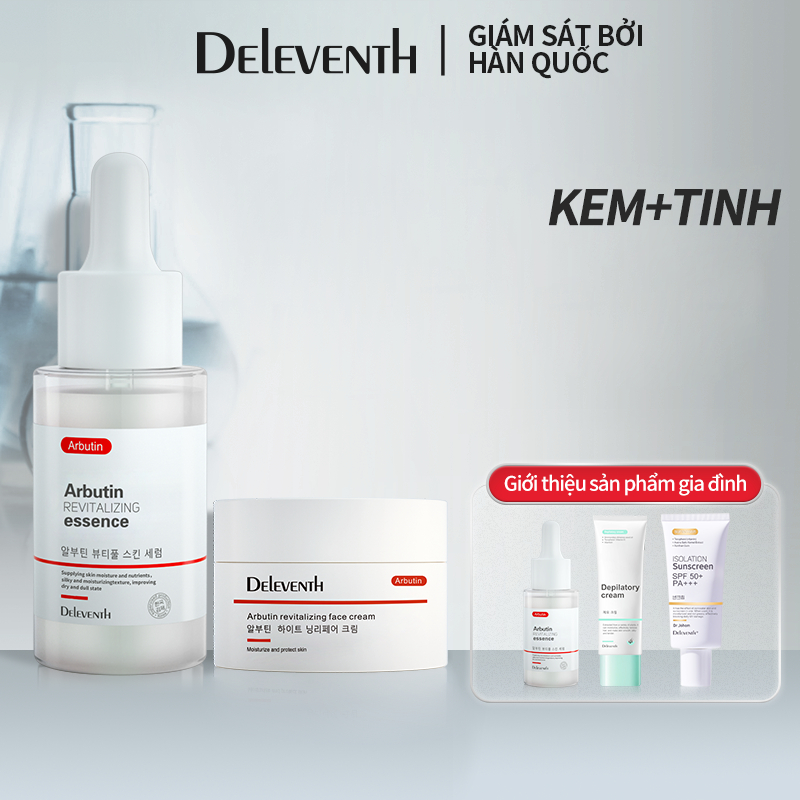 Serum làm sáng da và kem phục hồi da mặt DELEVENTH Arbutin Natri Hyaluronat dưỡng ẩm làm mờ đốm đen chuyên dụng 30g 37ml