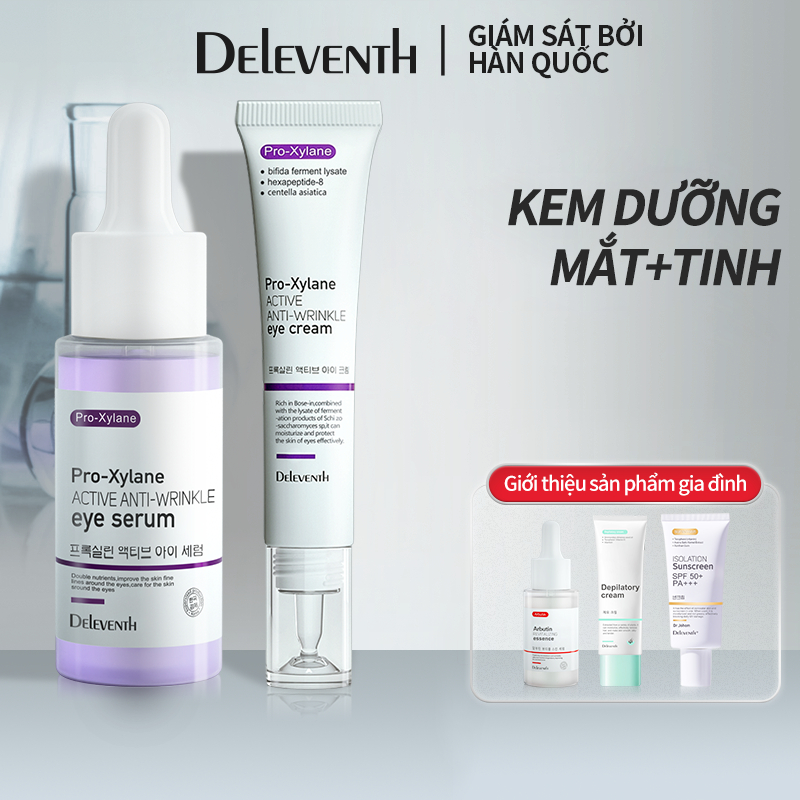 Kem dưỡng mắt DELEVENTH 20ml và serum dưỡng mắt Bosein Active Eye 30ml hỗ trợ giảm nếp nhăn