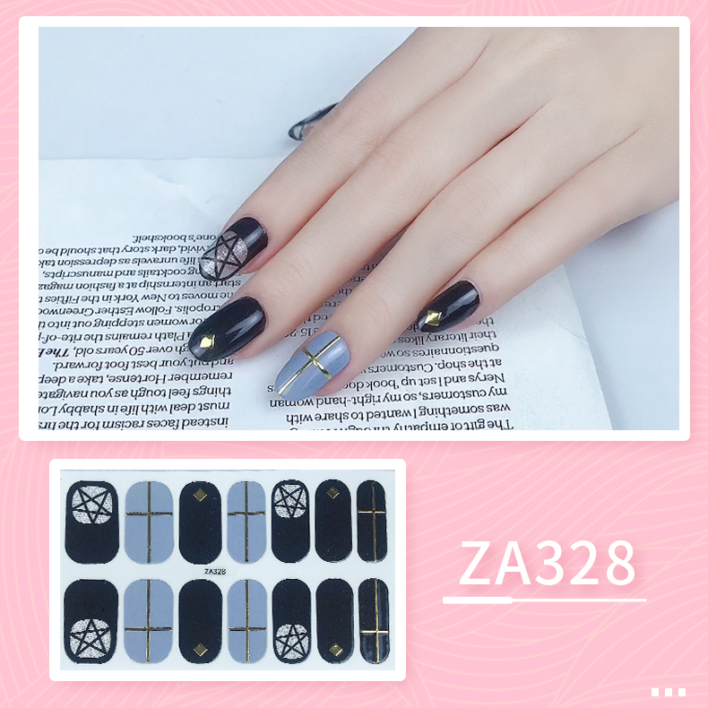 Bộ 14 Miếng Dán Móng Tay ZA5 Trong Suốt Họa Tiết Da Báo Màu Gradient Chống Nước Không Độc Hại