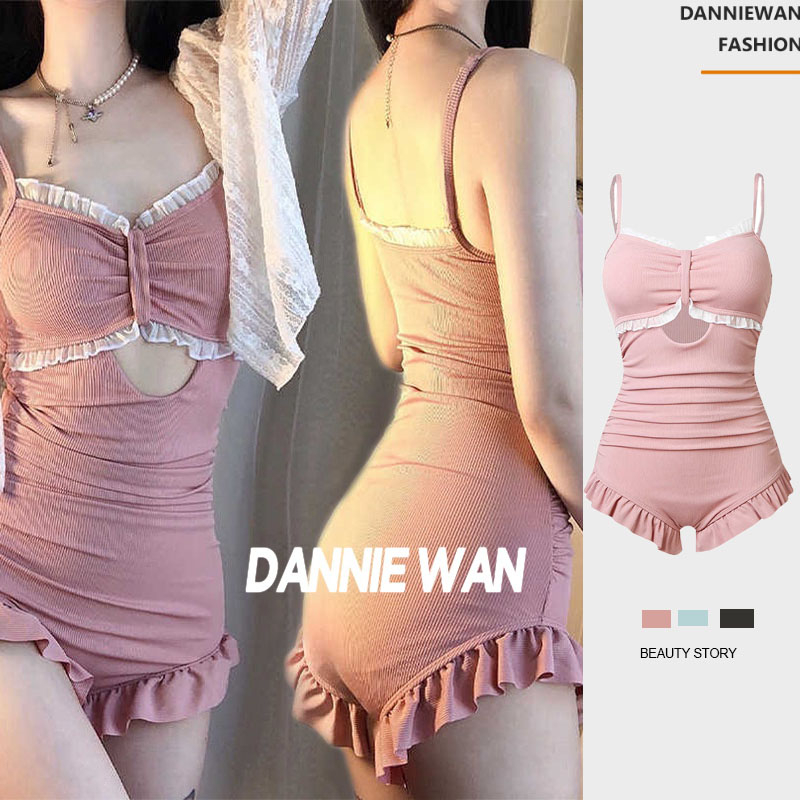 DannieWan Đồ Bơi bikini liền thân bikini hồng đi biển A25N071