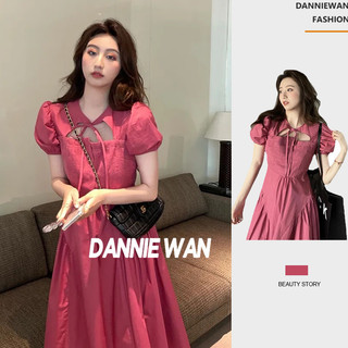 DannieWan  váy Đầm váy nữ Gió dịu dàng phong cách Pháp tay bong bóng Stylish Chic Comfortable Beautiful A22M1SH 36Z230909