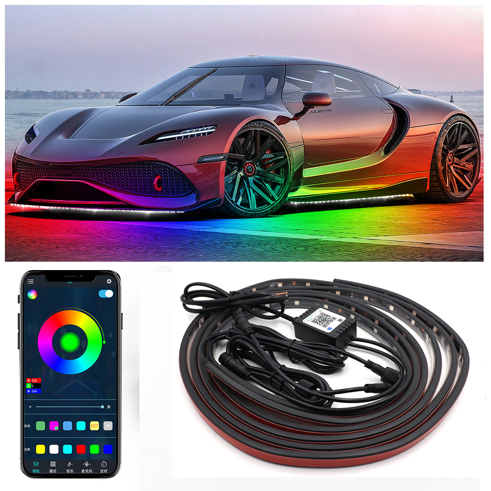 Dải Đèn Led Rgb Màu Sắc Rực Rỡ Chống Thấm Nước Kết Nối Bluetooth Cho Xe Hơi