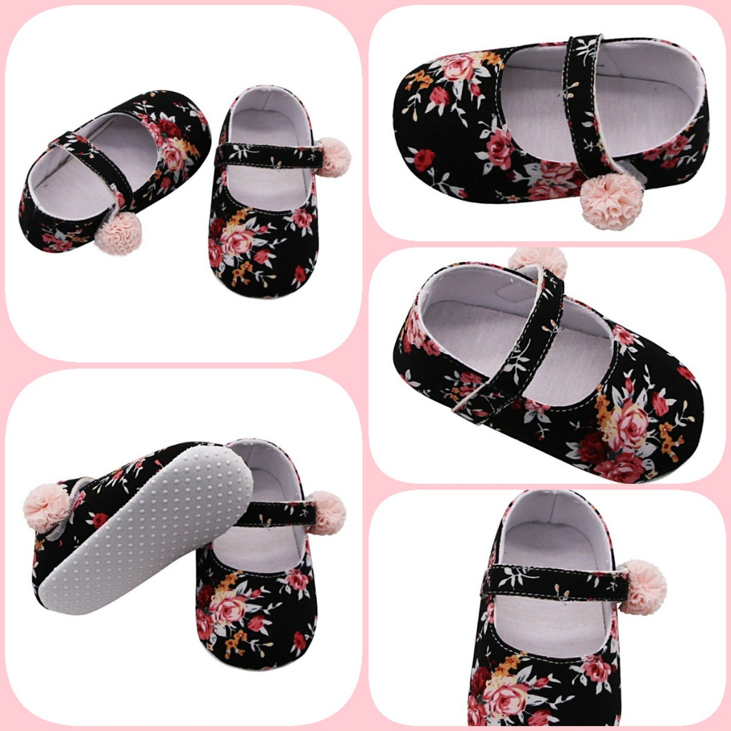 Giày Công Chúa Đế Mềm Chống Trượt Thoáng Khí Phối Hoa Dễ Thương Cho Bé Gái