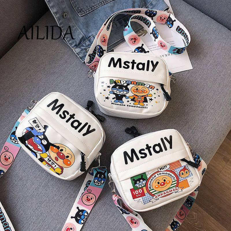 Túi Đeo Chéo Dáng Vuông Nhỏ Màu Trơn In Họa Tiết Graffiti Dễ Thương Cho Nữ