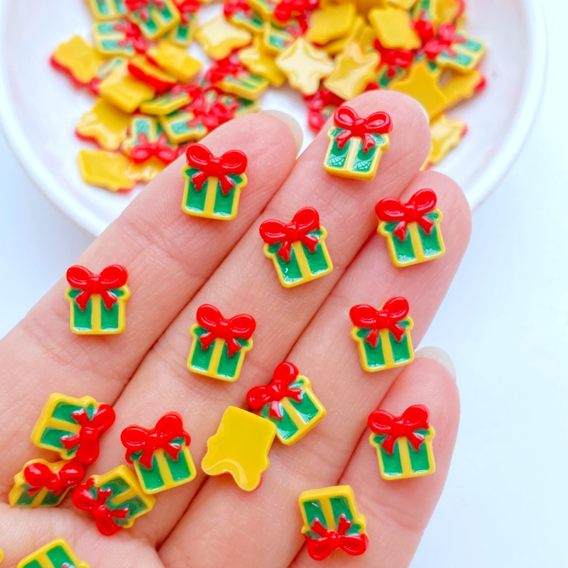 50 miếng mini manicure cartoon christmas series trang trí nhựa làm móng tay thủ công mỹ nghệ bông tai trang trí thực phẩm phụ kiện tự làm làm móng