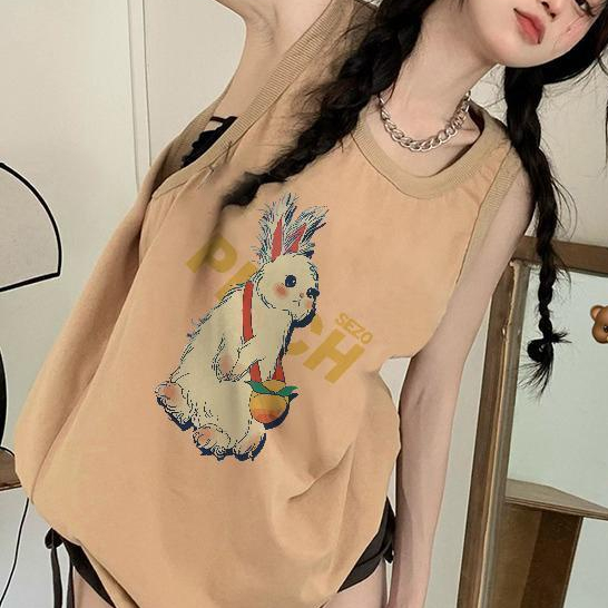 Jiashucheng Áo Thun Không Tay Dáng Rộng Dễ Phối Đồ Thời Trang Cho Nữ