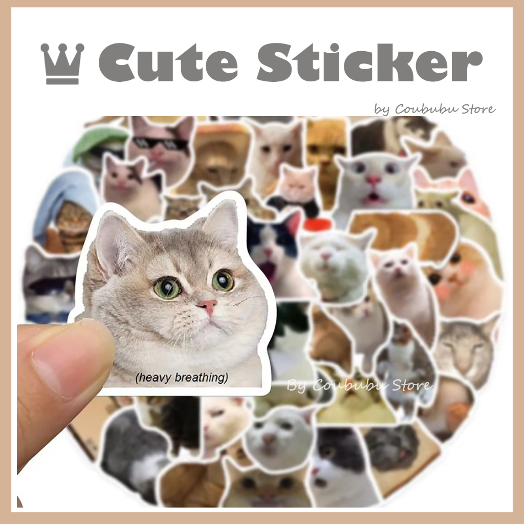 ✿Áo Thun Coububububu In Chữ Coububu Cá Tính✿ Bộ 50 Miếng Dán Chống Nước Hình Mèo Vui Nhộn Thời Trang Trang Trí Ván Trượt / Laptop / Hành Lý