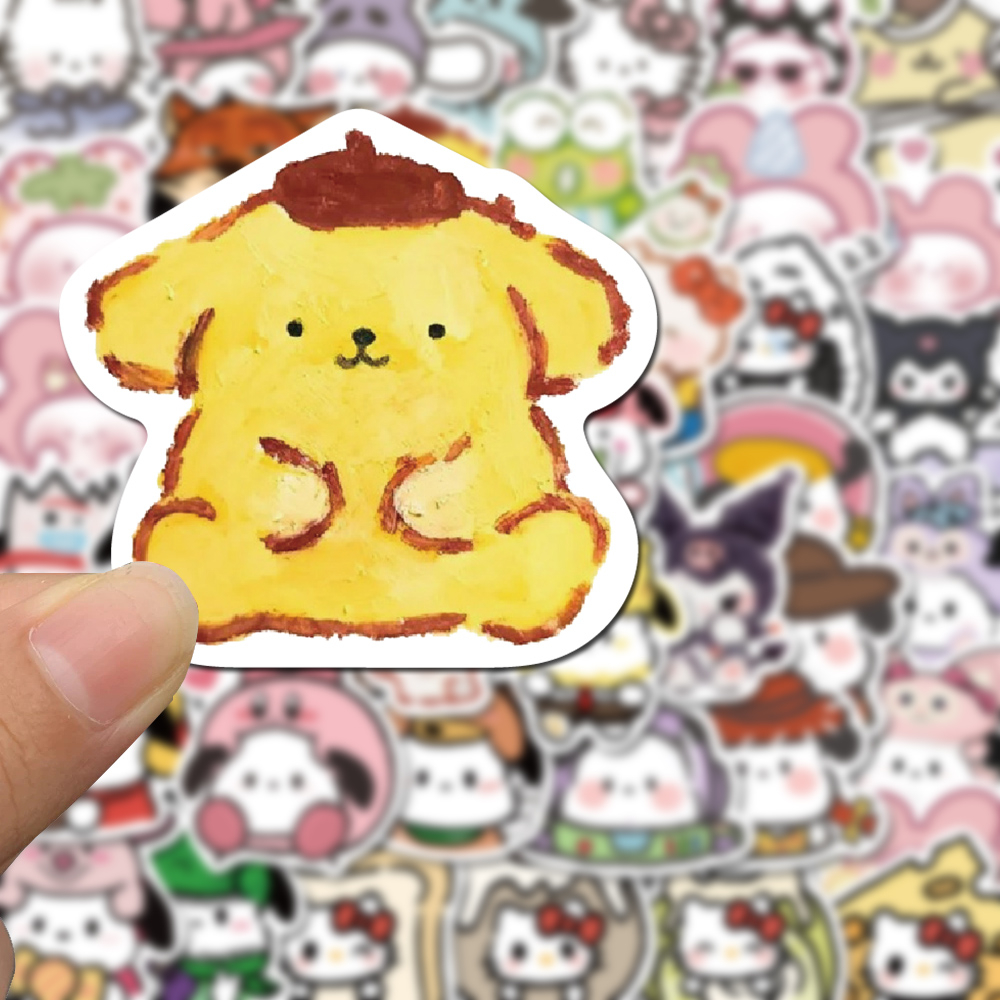 Bộ 56 Miếng Dán Hoạt Hình Sanrio Đơn Giản Chống Nước Trang Trí Mũ Bảo Hiểm / Điện Thoại