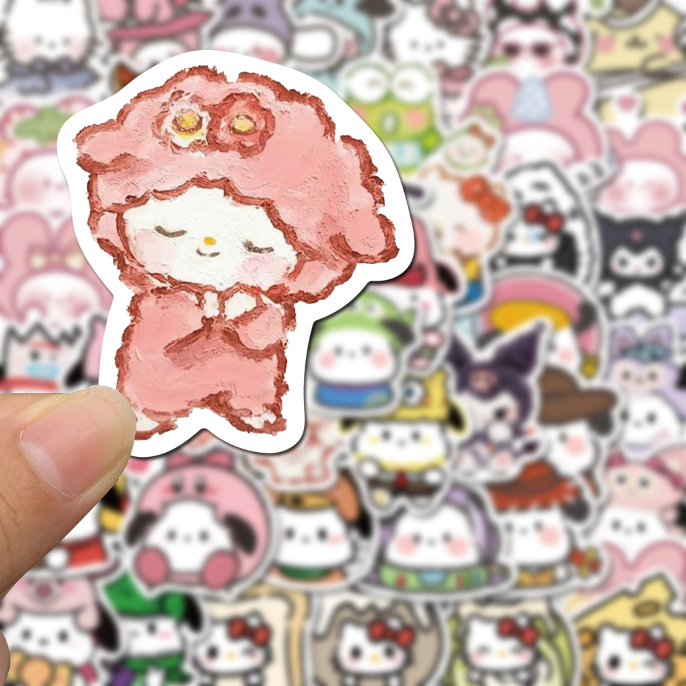 Bộ 56 Miếng Dán Hoạt Hình Sanrio Đơn Giản Chống Nước Trang Trí Mũ Bảo Hiểm / Điện Thoại