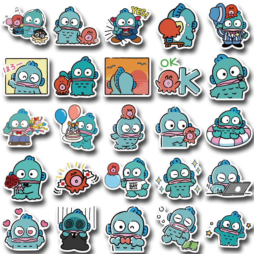 SANRIO Bộ 50 Miếng Dán Hoạt Hình Chống Nước Trang Trí Điện Thoại / Mũ Bảo Hiểm / Máy Tính