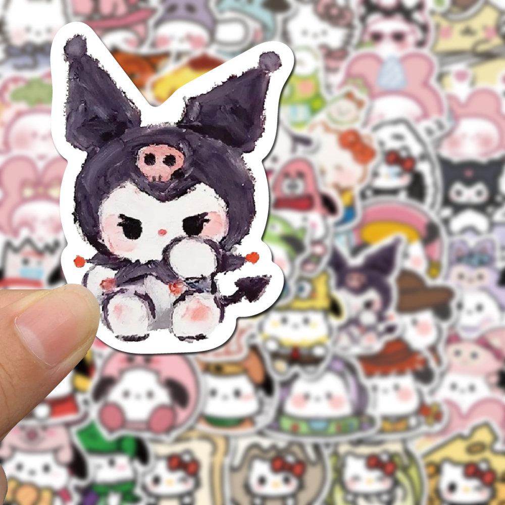 Bộ 56 Miếng Dán Hoạt Hình Sanrio Đơn Giản Chống Nước Trang Trí Mũ Bảo Hiểm / Điện Thoại