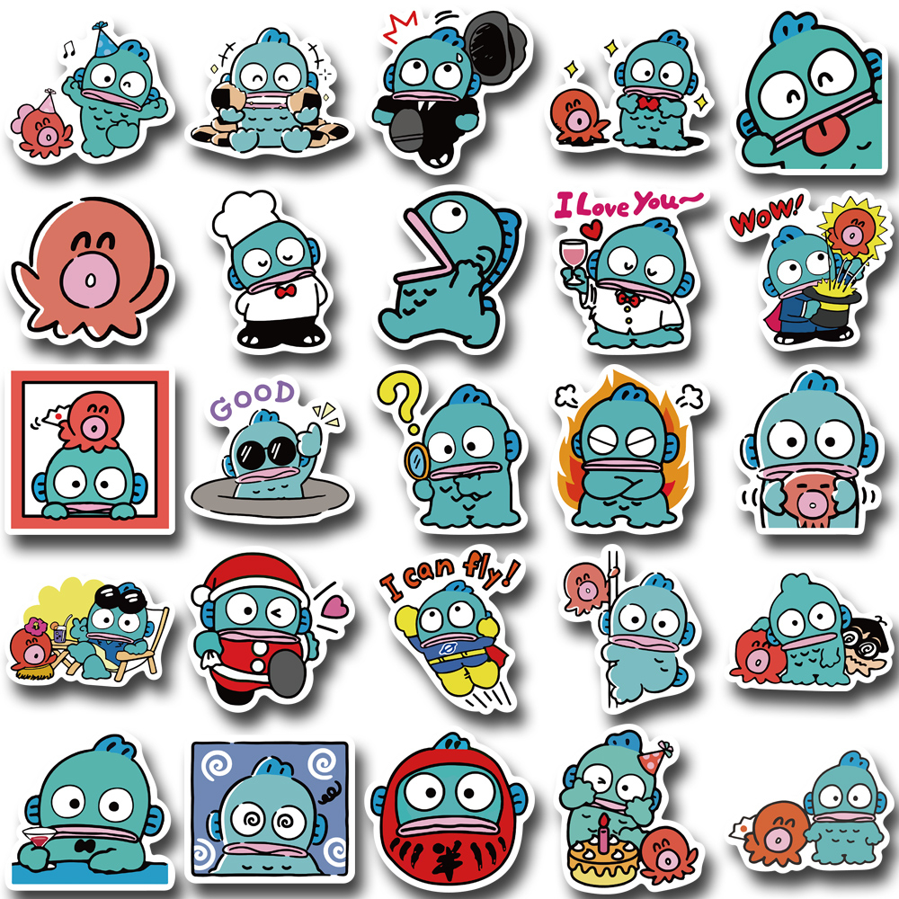 SANRIO Bộ 50 Miếng Dán Hoạt Hình Chống Nước Trang Trí Điện Thoại / Mũ Bảo Hiểm / Máy Tính