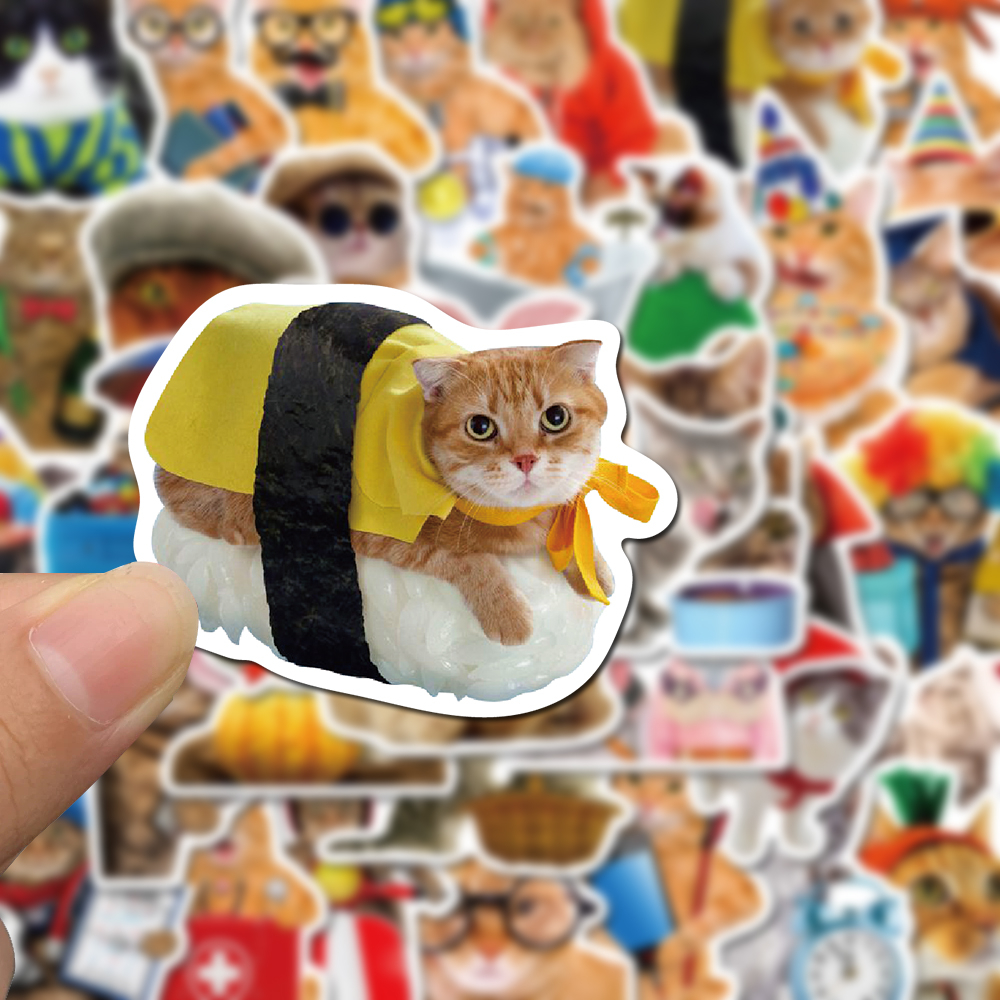 Bộ 50 Miếng Dán Chống Nước Hình Mèo Vui Nhộn Tinh Tế Cho Điện Thoại / Laptop