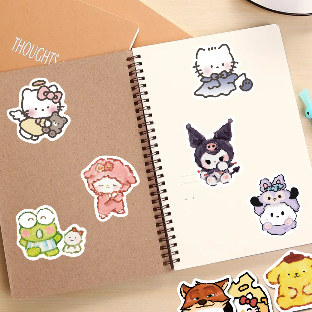 Bộ 56 Miếng Dán Hoạt Hình Sanrio Đơn Giản Chống Nước Trang Trí Mũ Bảo Hiểm / Điện Thoại