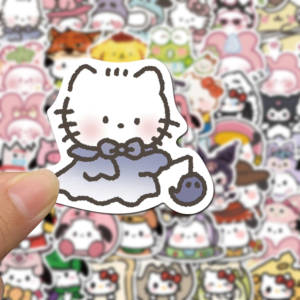 Bộ 56 Miếng Dán Hoạt Hình Sanrio Đơn Giản Chống Nước Trang Trí Mũ Bảo Hiểm / Điện Thoại