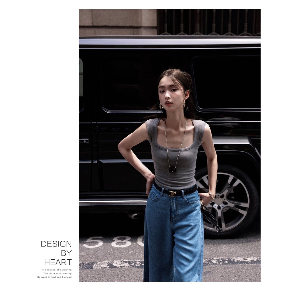 Áo Thun Không Tay Cổ Chữ U Thời Trang Mùa Hè Sành Điệu Cho Nữ