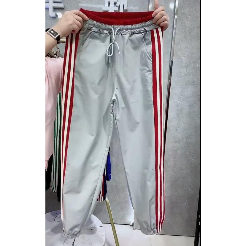 Jiashucheng Quần Thể Thao Rút Dây Dáng Rộng Phong Cách Harajuku Đường Phố Cho Nữ