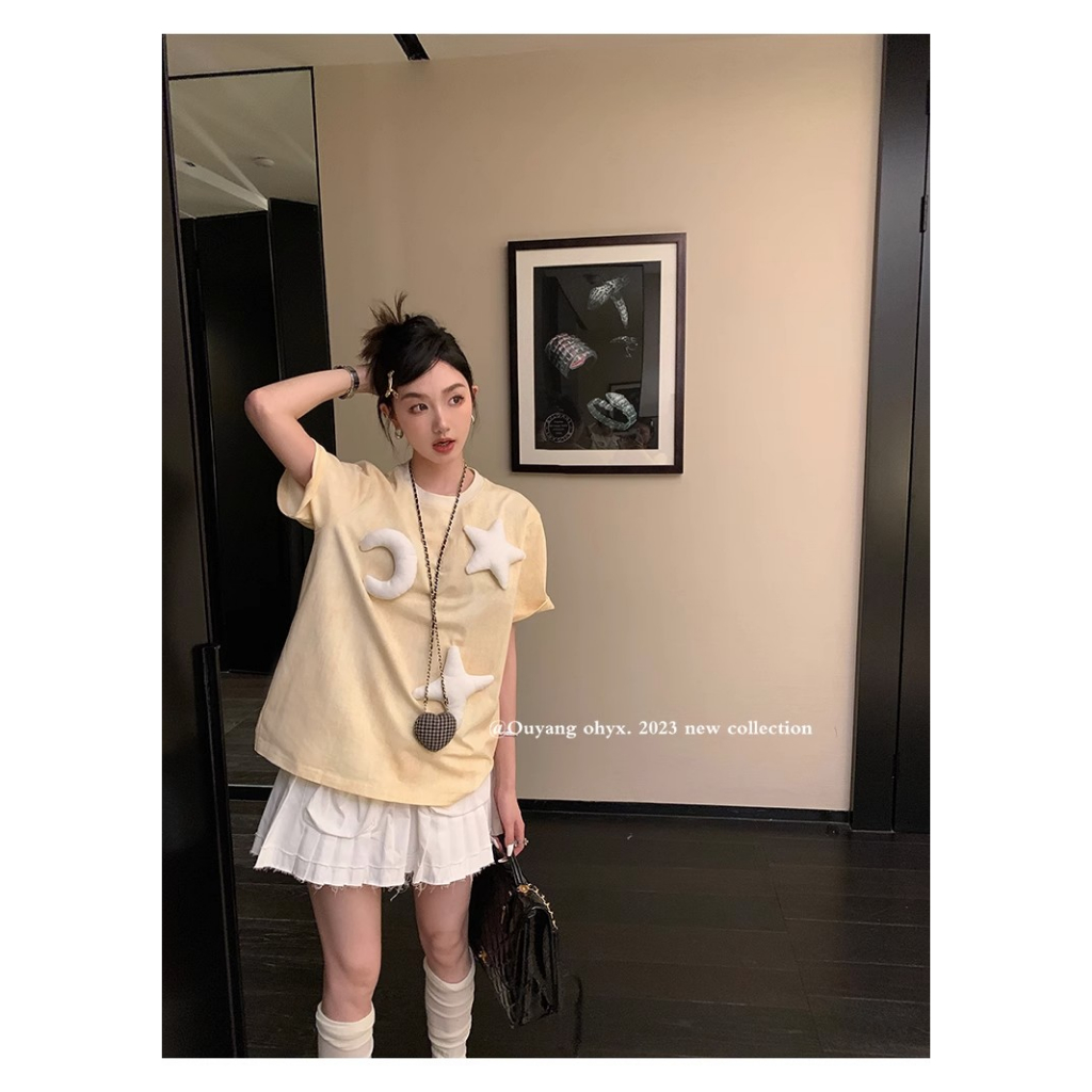 Áo Thun Mỏng Tay Ngắn Dáng Rộng Thời Trang Mùa Hè 2023 Cho Nữ