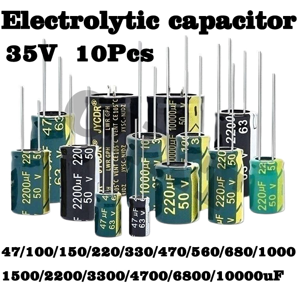 5~10pcs 35v 47uf 100uf 150uf 220uf 330uf 470uf 560uf 680uf 1000uf 1500uf 2200uf 3300uf 4700uf 6800uf