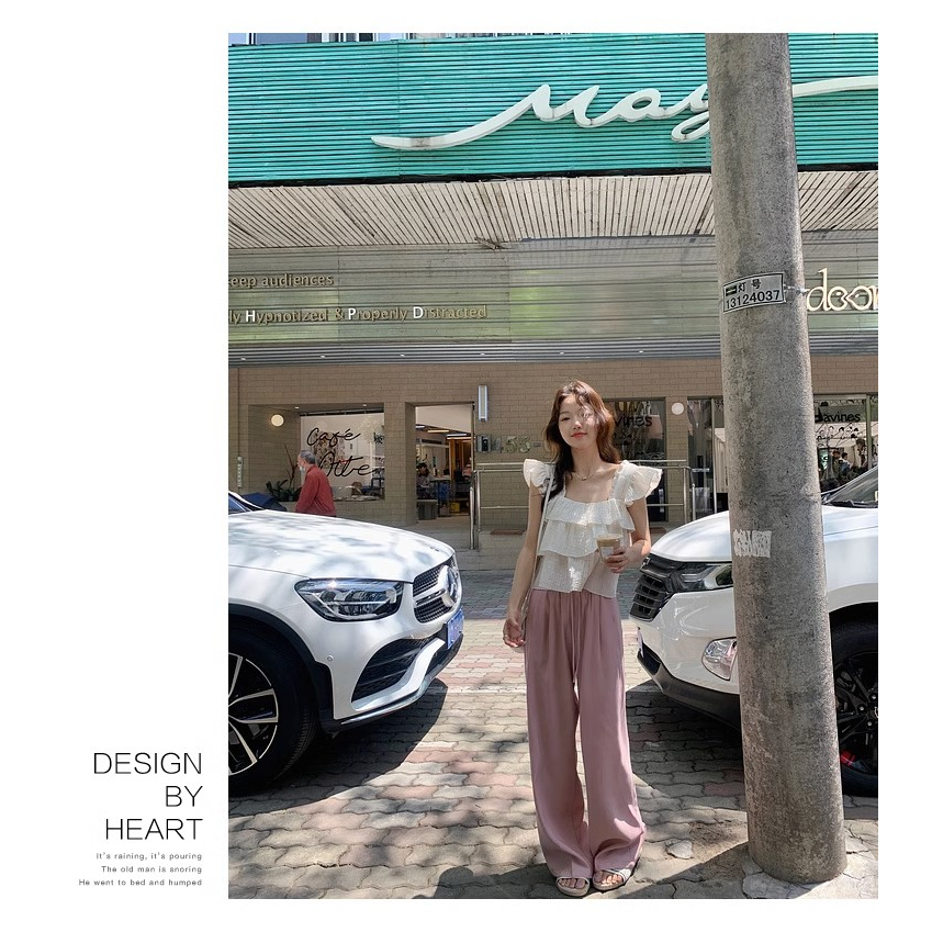 Áo Voan Mỏng Sát Nách Cổ Vuông Dáng Rộng Mềm Mại Màu Trơn Thời Trang Cho Nữ