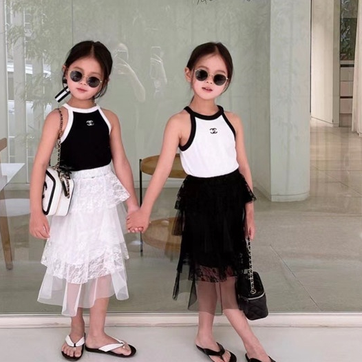 Áo Hai Dây Trơn Màu Xinh Xắn Theo Phong Cách Mùa Hè Dành Cho Bé Gái