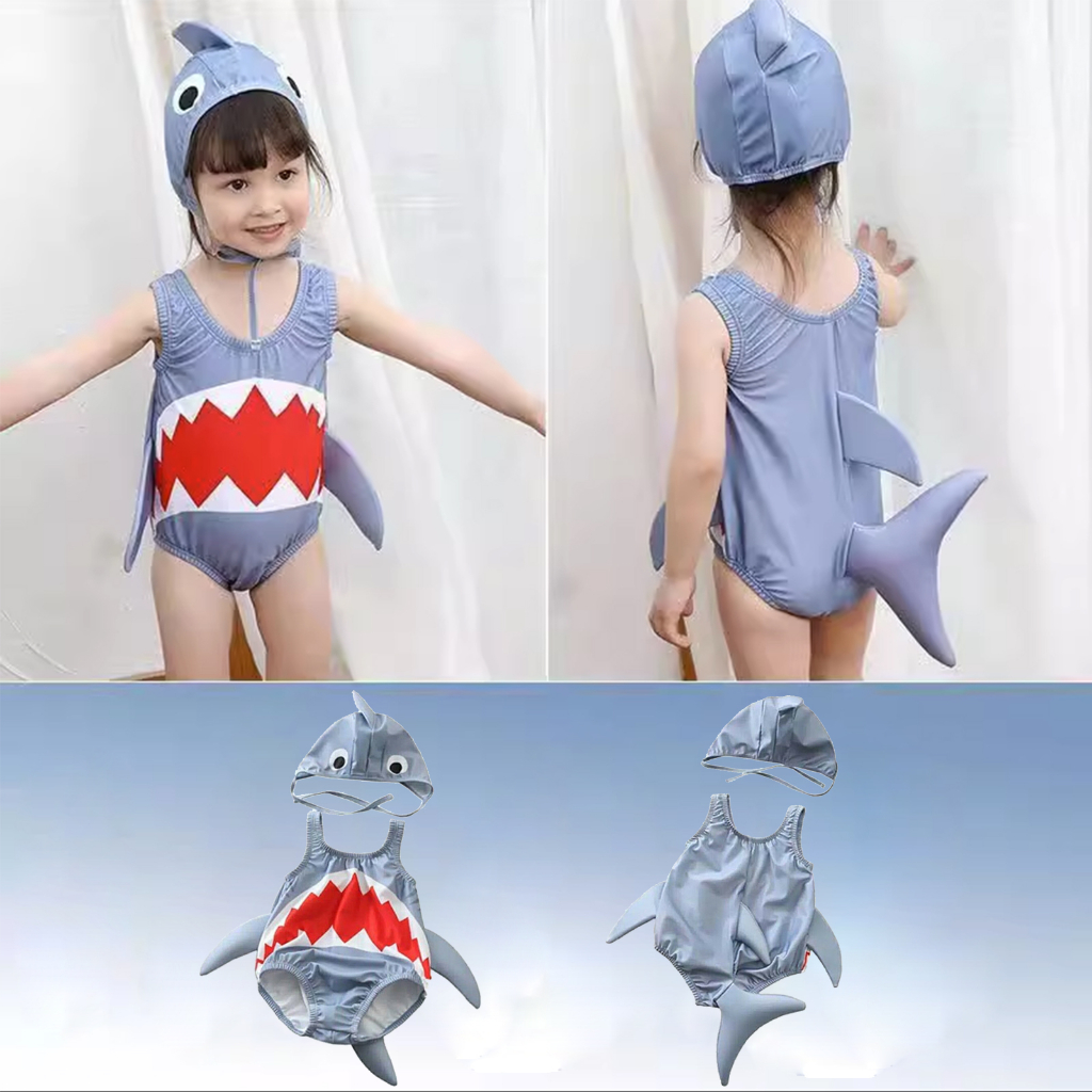 ❤Xzq-2pcs Tập Đi Kid Boy Đồ Bơi Cá Mập Trang Phục Đồ Bơi Bikini Bộ Đồ Đi Biển