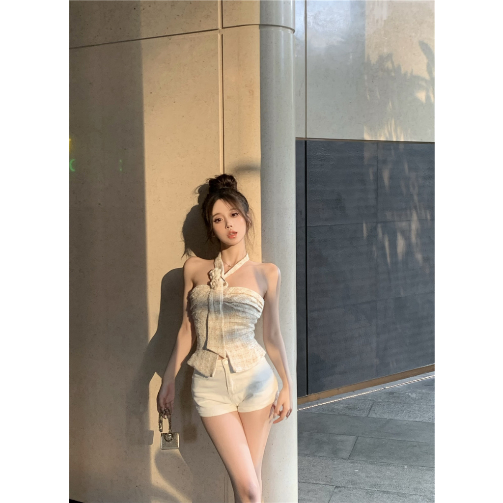 【COLORBLLIND】Áo Ống Ngắn Ôm Dáng Phong Cách Phương Tây Gợi Cảm Cho Nữ