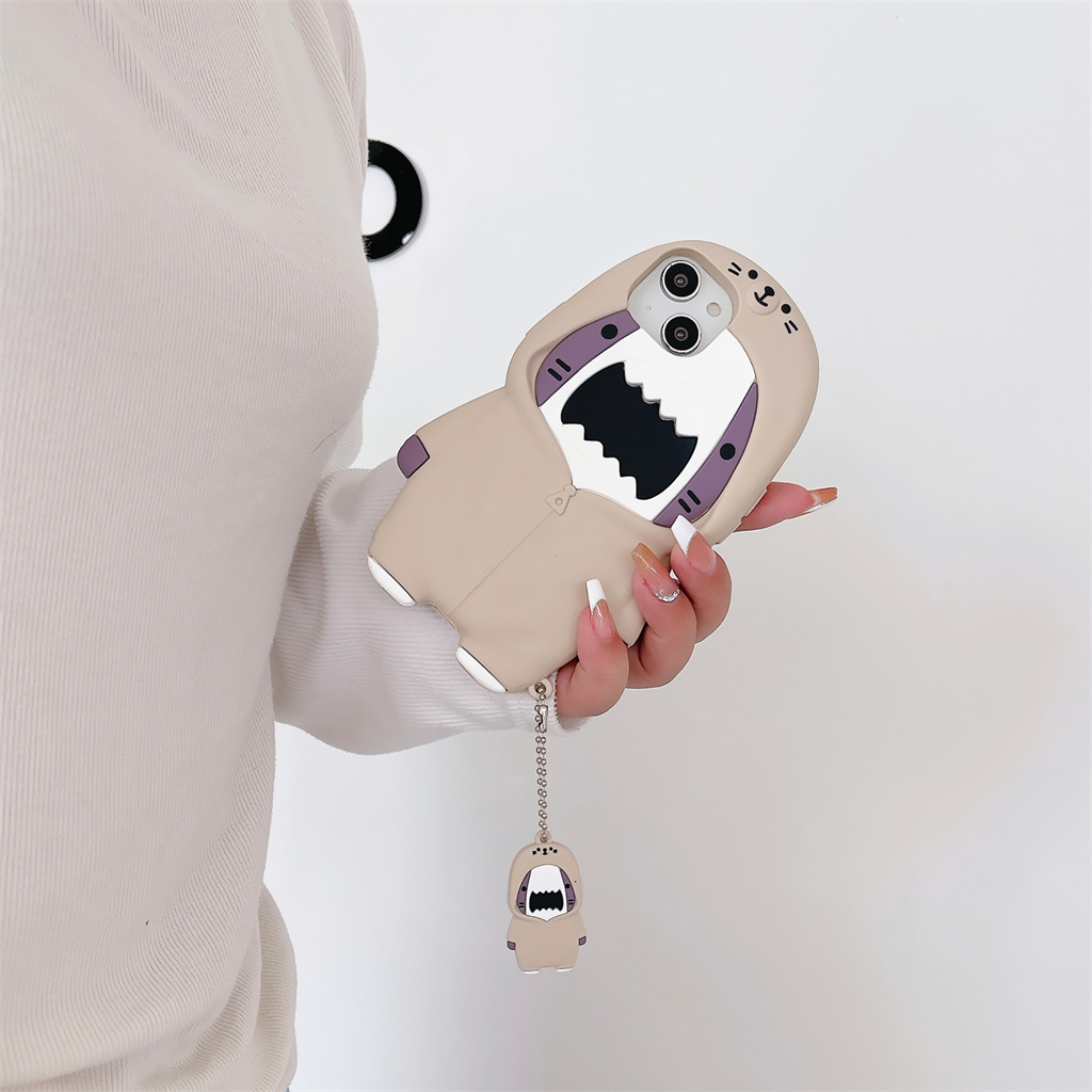 Ốp Điện Thoại Silicone Mềm Hình Cá Mập 3D Cho iphone 14 Pro Max 13 Pro Max 12 Pro Max