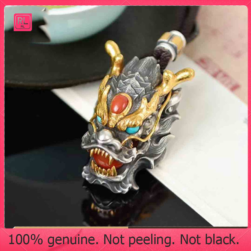 Mặt Vòng cổ Hình Đầu Rồng 3D Nhiều Màu Sắc Cá Tính Cho Nam Vòng cổ Mặt Hình Móng Vuốt Rồng Phong Cách Vintage