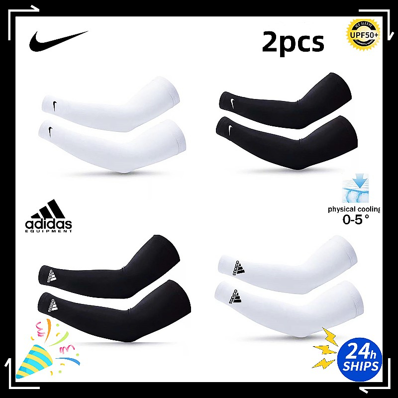 Set 2 Ống Tay Áo Chống Nắng Thoáng Khí Màu Trắng Đen Bảo Vệ Chống Muỗi Dùng Khi Đạp Xe / Chơi Thể Thao Ngoài Trời