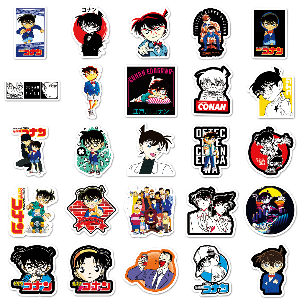 Bộ 50 Miếng Dán Trang Trí Xe Hơi / Nhà Cửa Hình Conan Sáng Tạo Chống Thấm Nước