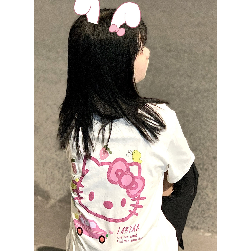 Áo Thun 100% cotton Tay Ngắn In Hình hello kitty Phong Cách Ngọt Ngào Thời Trang Mùa Hè 2023