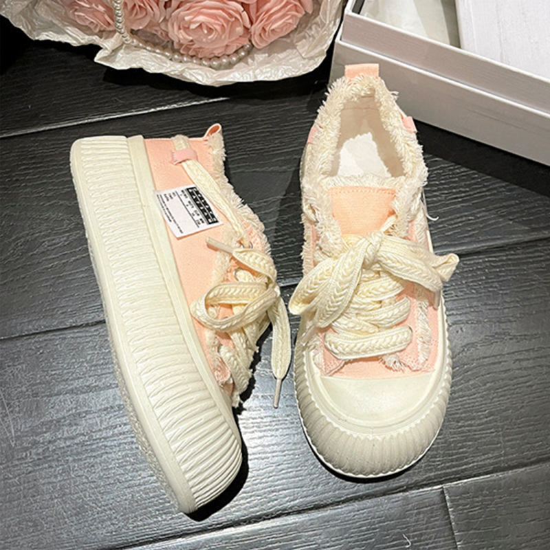 Jingming Giày canvas Mùa Hè 2023 Đế Dày Tăng Chiều Cao Phong Cách Mới Cho Nữ