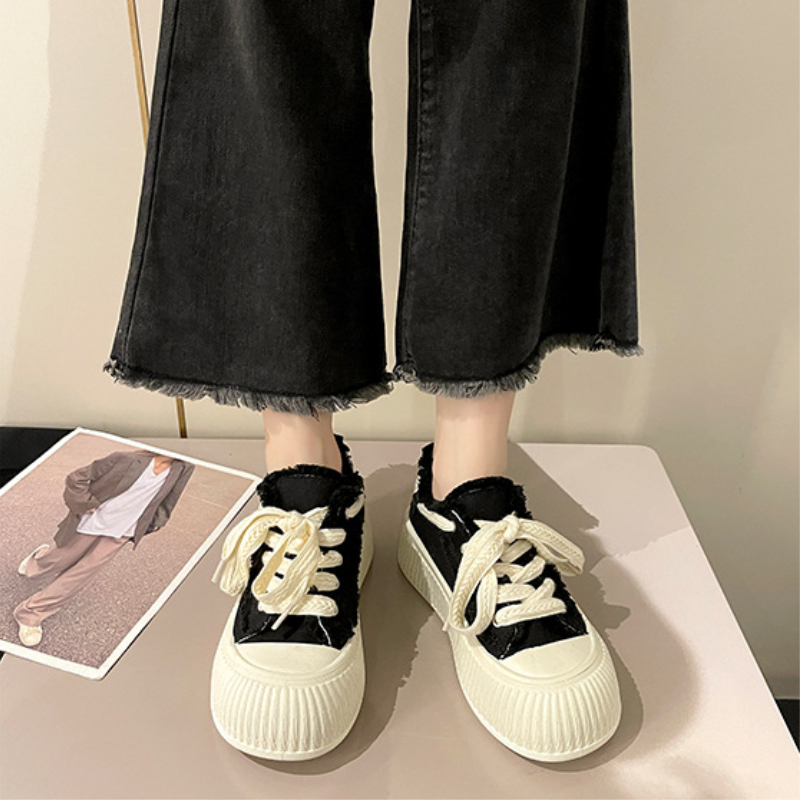 Jingming Giày canvas Mùa Hè 2023 Đế Dày Tăng Chiều Cao Phong Cách Mới Cho Nữ