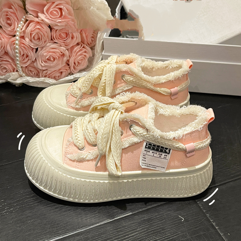 Jingming Giày canvas Mùa Hè 2023 Đế Dày Tăng Chiều Cao Phong Cách Mới Cho Nữ