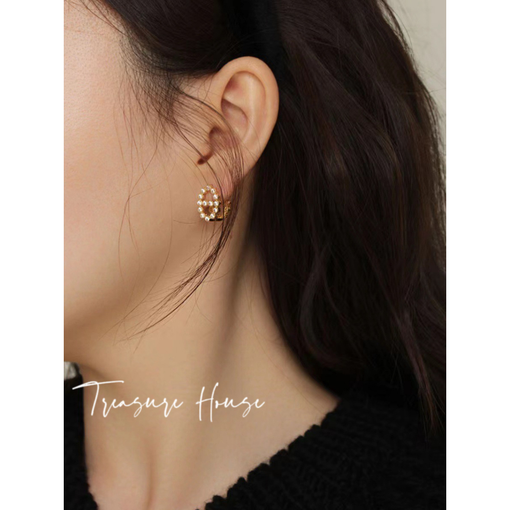 Bông Tai Mạ Bạc 925 Hình Tròn Đính Kim Cương Giả Sang Trọng