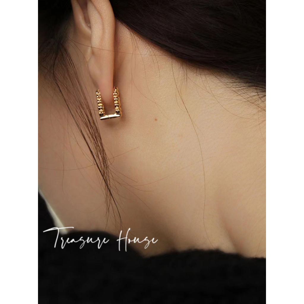 Bông Tai Mạ Bạc 925 Hình Tròn Đính Kim Cương Giả Sang Trọng